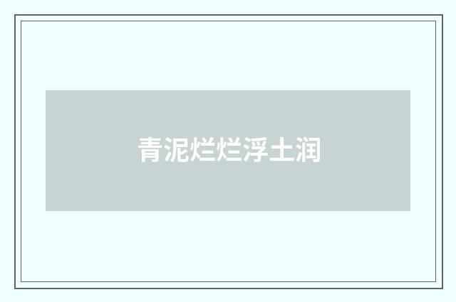 青泥烂烂浮土润