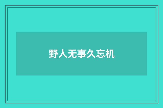 野人无事久忘机