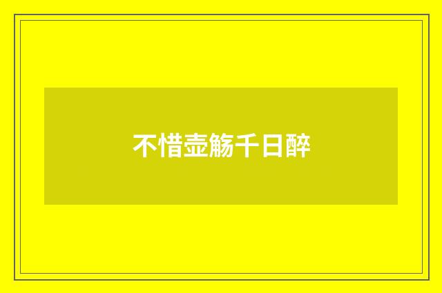 不惜壶觞千日醉