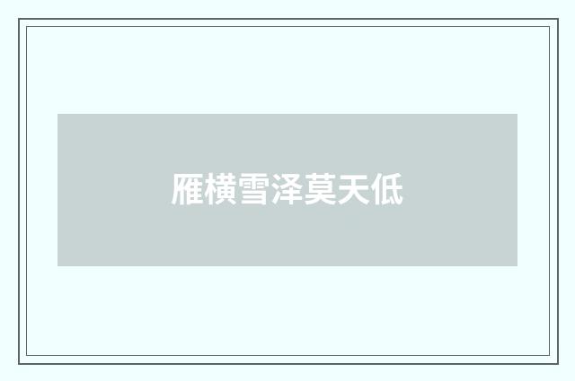 雁横雪泽莫天低