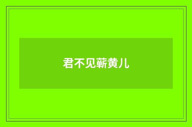 君不见蕲黄儿