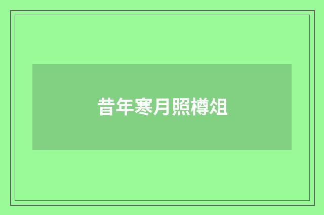 昔年寒月照樽俎
