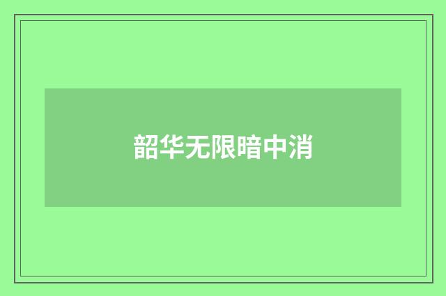 韶华无限暗中消