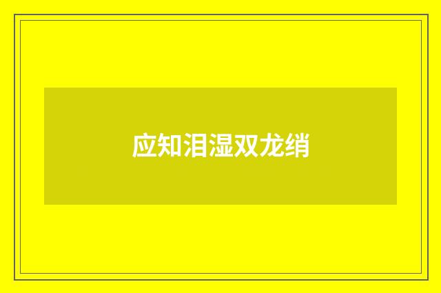 应知泪湿双龙绡