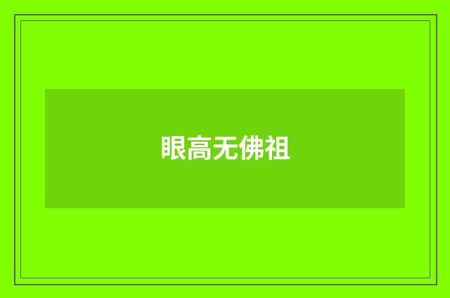 眼高无佛祖