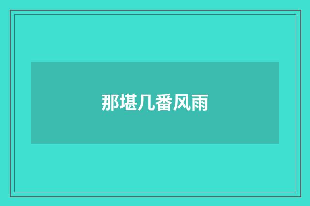 那堪几番风雨