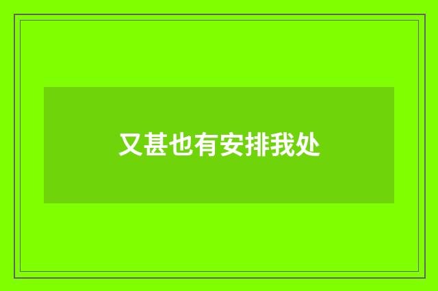 又甚也有安排我处