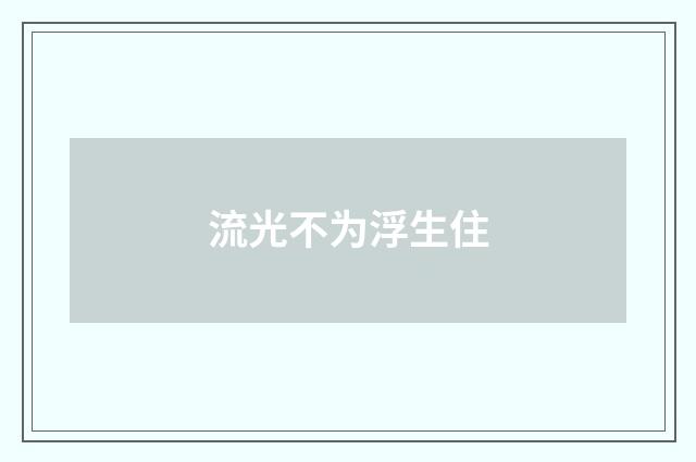 流光不为浮生住