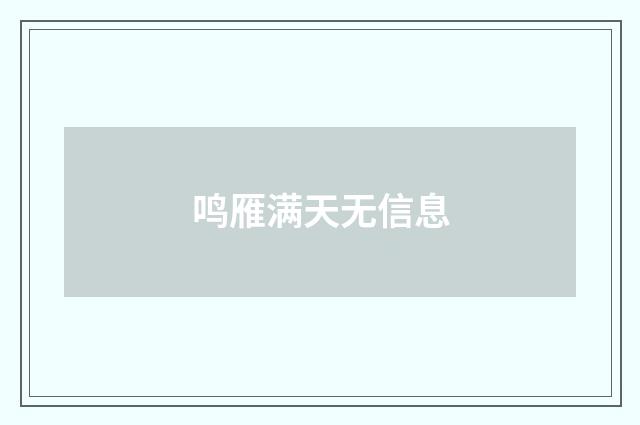 鸣雁满天无信息