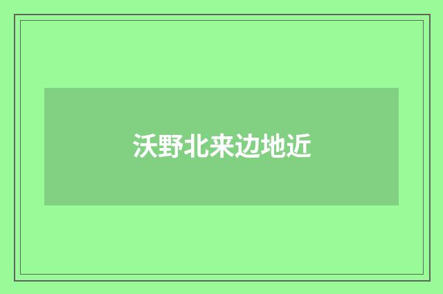 沃野北来边地近
