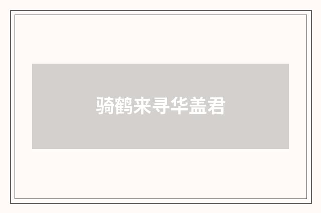 骑鹤来寻华盖君