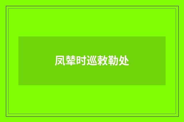 凤辇时巡敕勒处