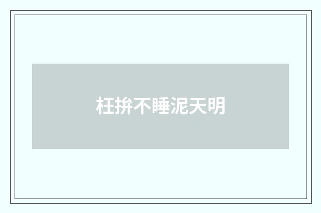 枉拚不睡泥天明