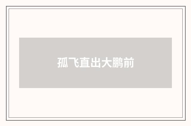 孤飞直出大鹏前