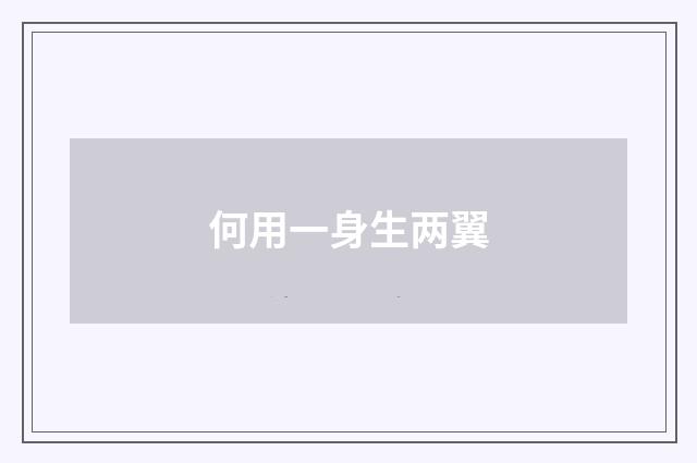 何用一身生两翼