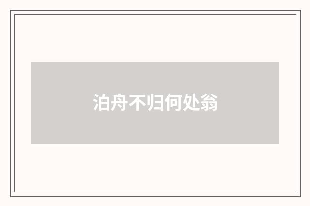 泊舟不归何处翁