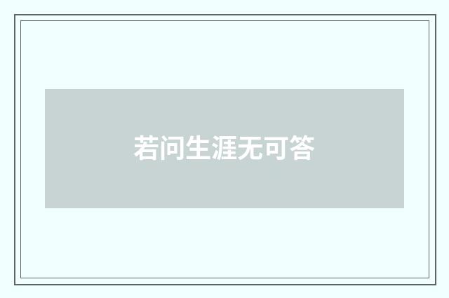 若问生涯无可答