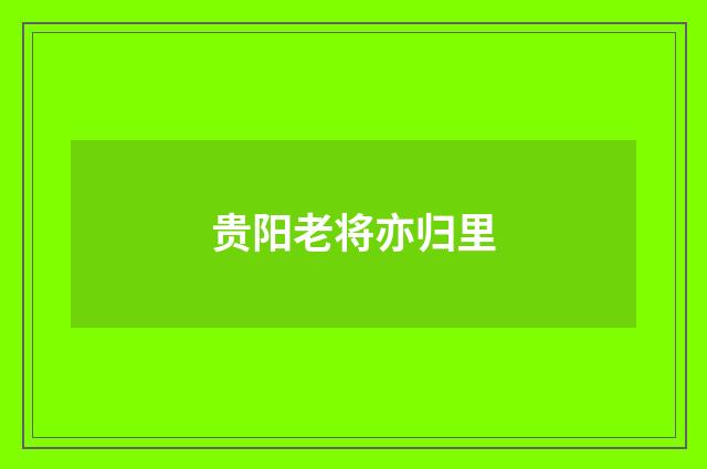 贵阳老将亦归里