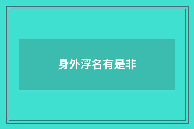 身外浮名有是非