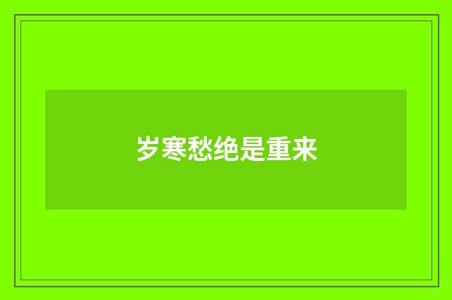 岁寒愁绝是重来
