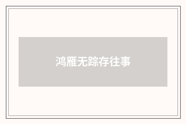 鸿雁无踪存往事