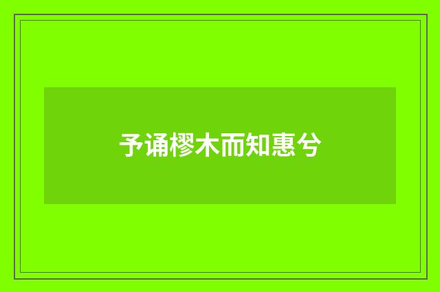 予诵樛木而知惠兮