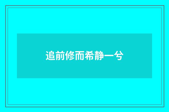 追前修而希静一兮