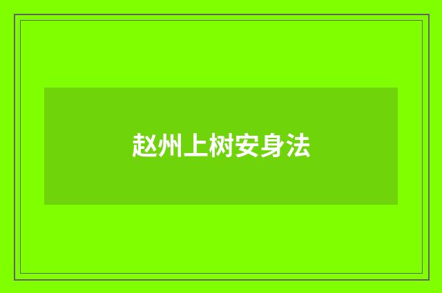 赵州上树安身法