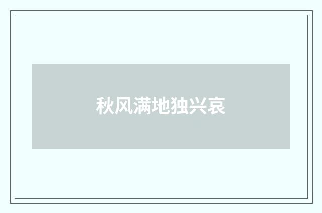 秋风满地独兴哀