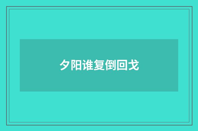 夕阳谁复倒回戈