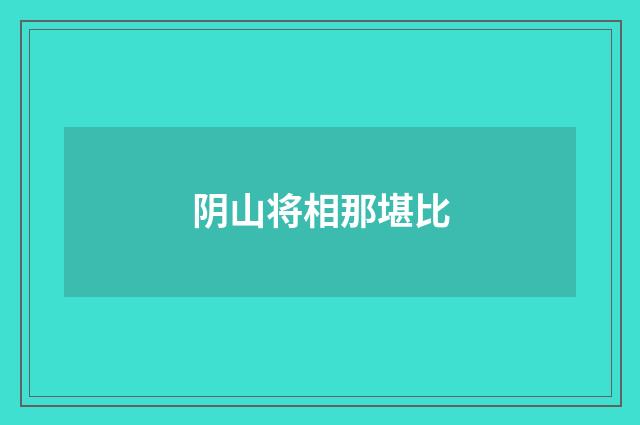 阴山将相那堪比