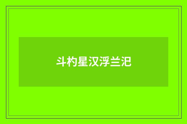 斗杓星汉浮兰汜
