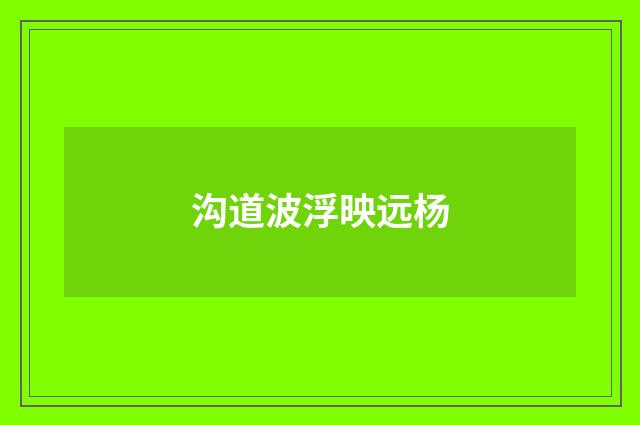 沟道波浮映远杨