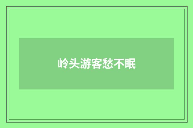 岭头游客愁不眠