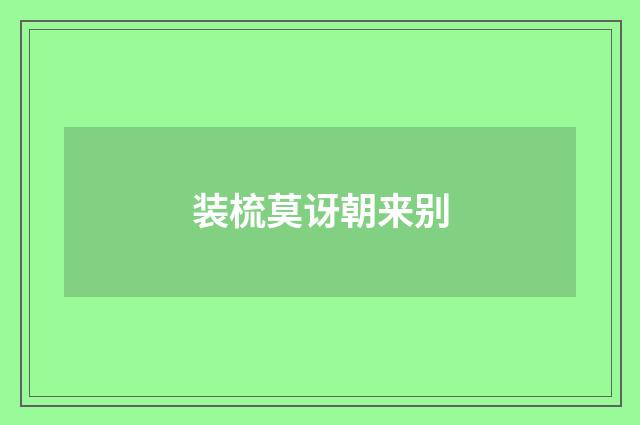 装梳莫讶朝来别