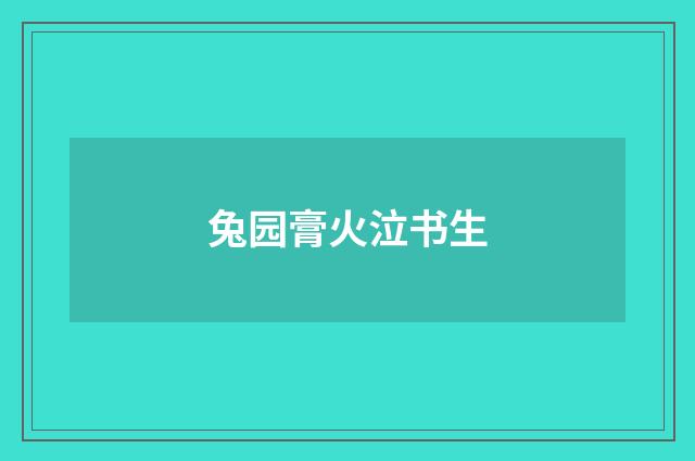 兔园膏火泣书生