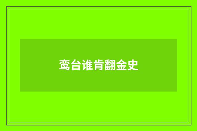 鸾台谁肯翻金史