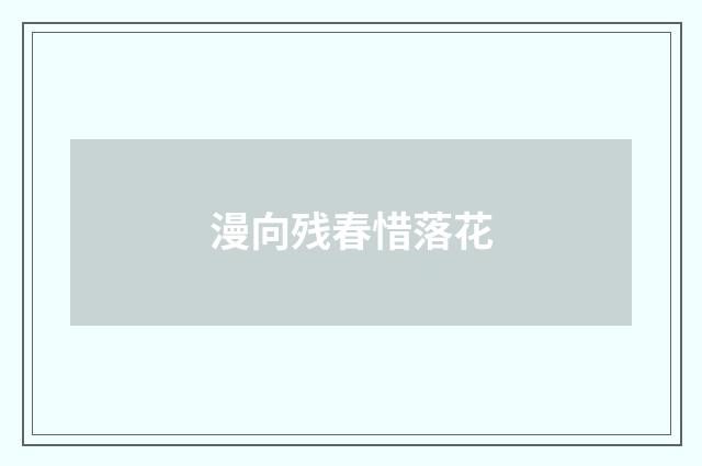 漫向残春惜落花