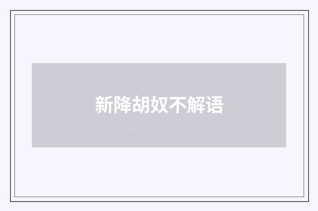 新降胡奴不解语