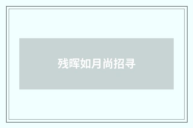 残晖如月尚招寻