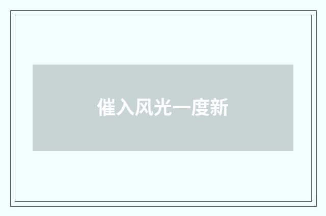 催入风光一度新