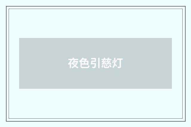 夜色引慈灯