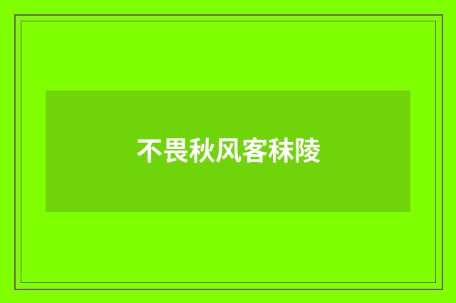 不畏秋风客秣陵