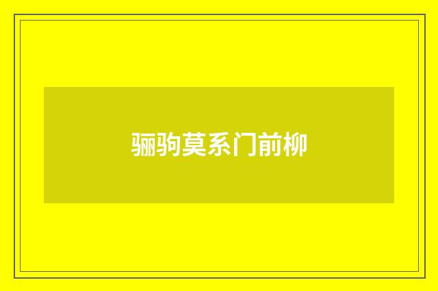 骊驹莫系门前柳