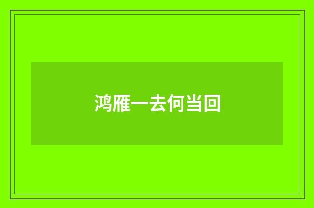 鸿雁一去何当回