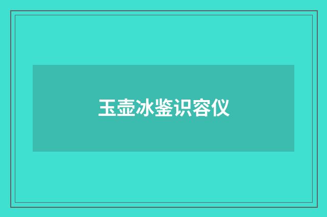 玉壶冰鉴识容仪