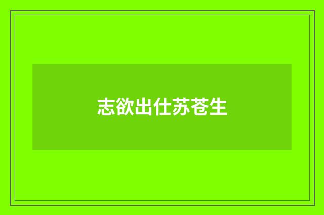 志欲出仕苏苍生