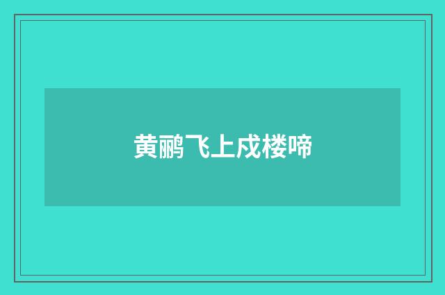 黄鹂飞上戍楼啼