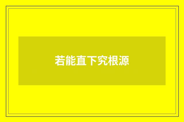 若能直下究根源