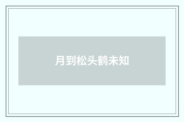 月到松头鹤未知